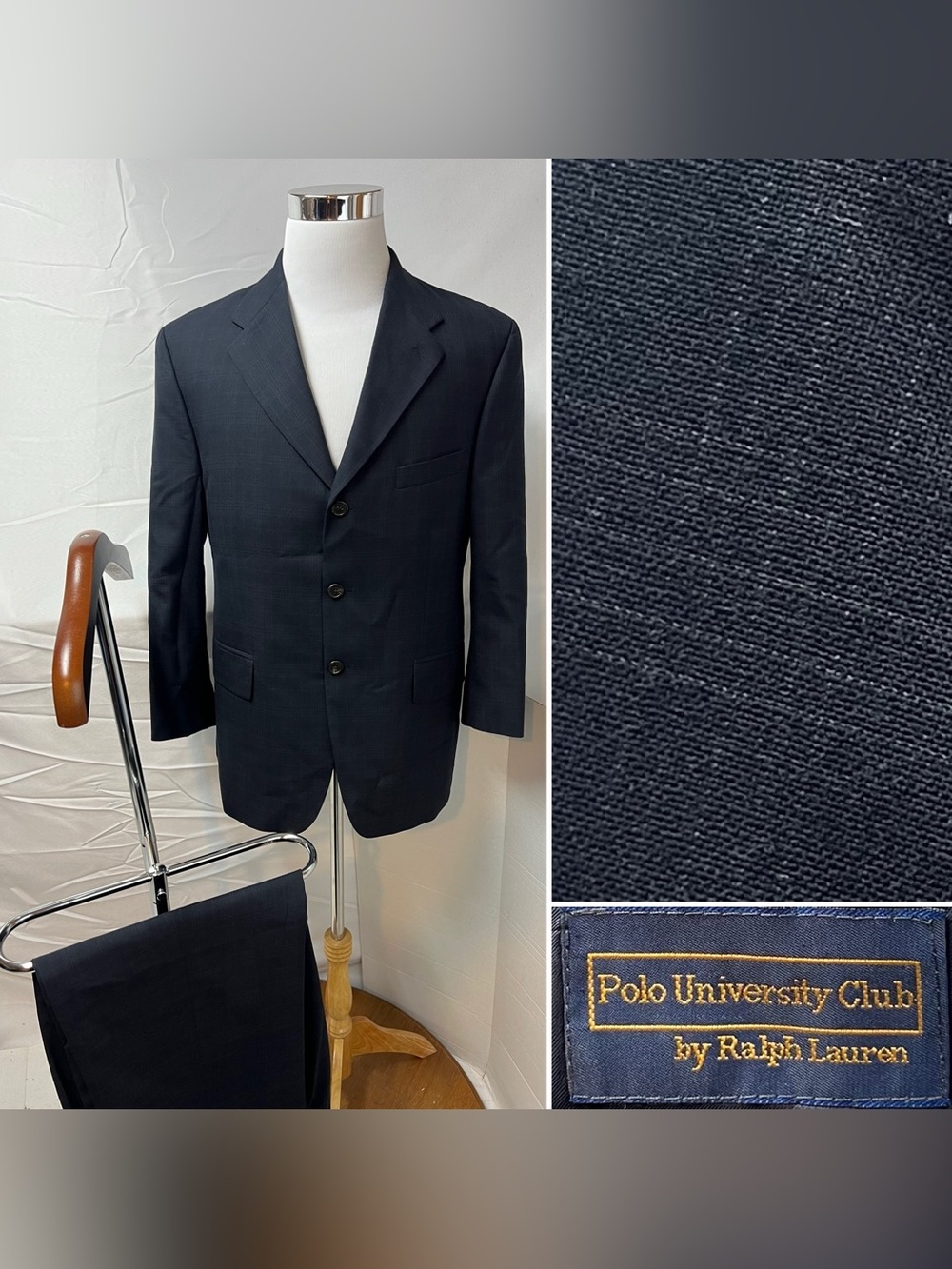 Ralph Lauren Polo University Club Mens 42S Blazer 36x27 Pants Vintage Plaid Suit